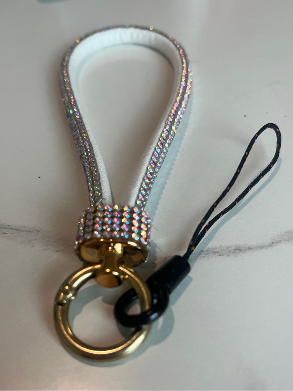Crystal Rhinestone Wristlet Keychain - White - Picture 2 of 3